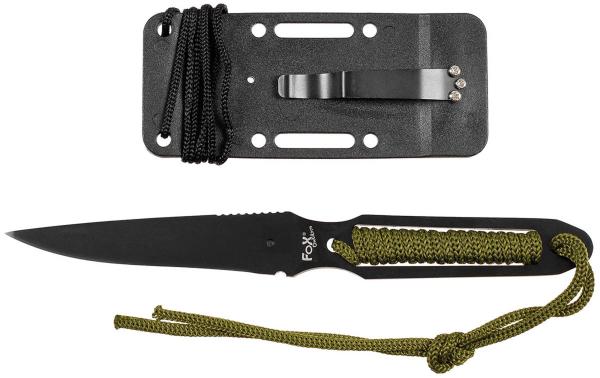 Neck Knife Messer EDC Outdoor geschwärzte Klinge 3Cr13 Kunststoffscheide 20cm