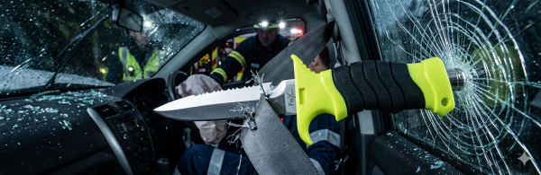 Fox Outdoor Tauchermesser Profi Beinholster Rettungsmesser Neongelb Glasbrecher