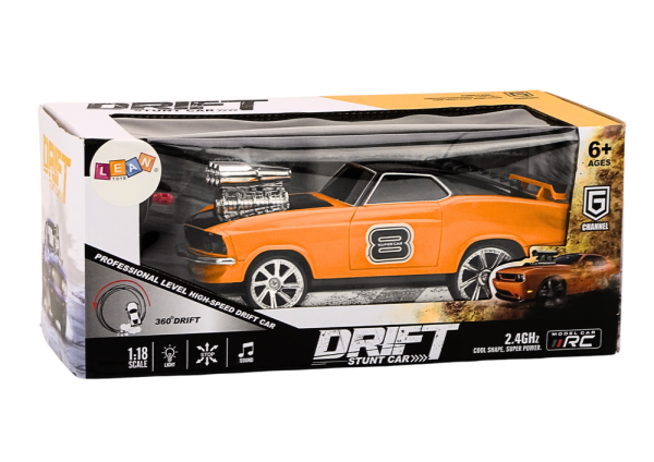 Lean Ferngesteuertes Auto 1:18 Drift 360 Lights Sounds Orange RC-Fahrzeug