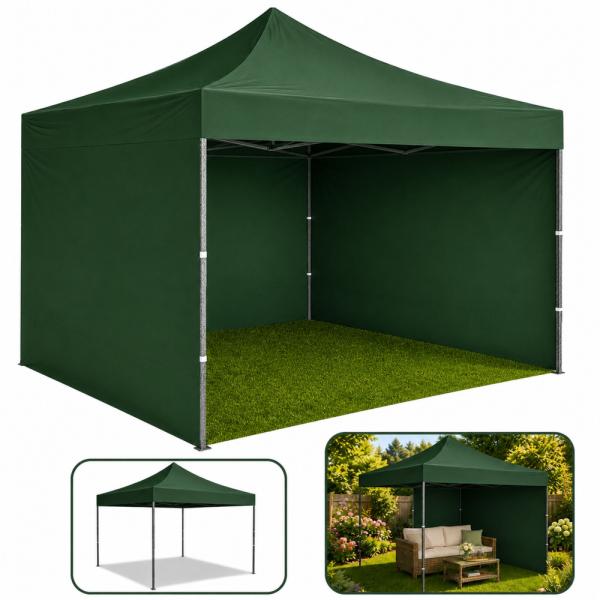 Profi Faltpavillon 3x3m STAHLGESTELL Wasserdicht 420D Expresszelt grün