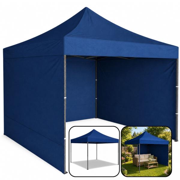 Profi Faltpavillon 3x3m STAHLGESTELL Wasserdicht 420D Expresszelt blau