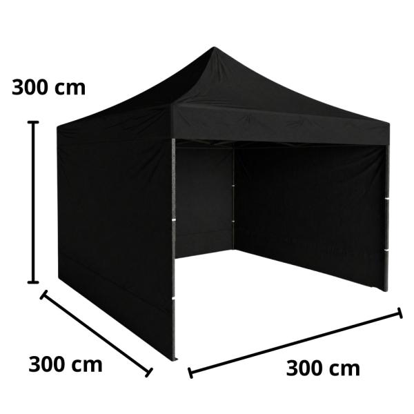 Profi Faltpavillon 3x3m STAHLGESTELL Wasserdicht 420D Expresszelt Schwarz