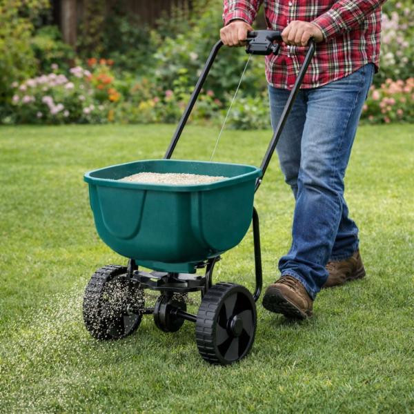 Streuwagen Rotationsstreuer 27L Düngerstreuer Schleuderstreuer Salzstreuer Samen