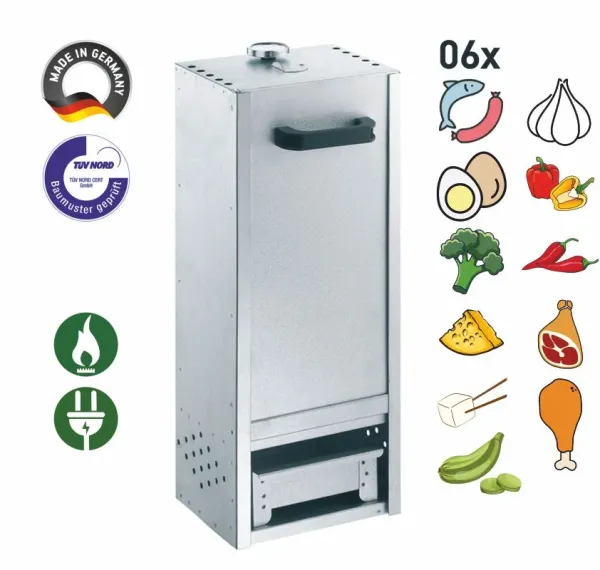 Peetz Räucherofen Smoker verzinkt Räucherschrank Fisch Fleisch Grill 65x26x21cm