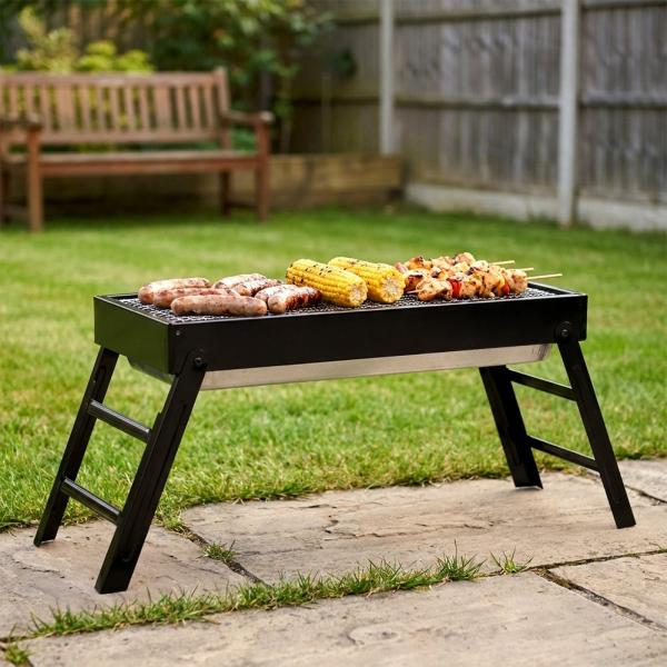 Holzkohlegrill Klappgrill Campinggrill BBQ Grill tragbar faltbar 77cm Reisegrill