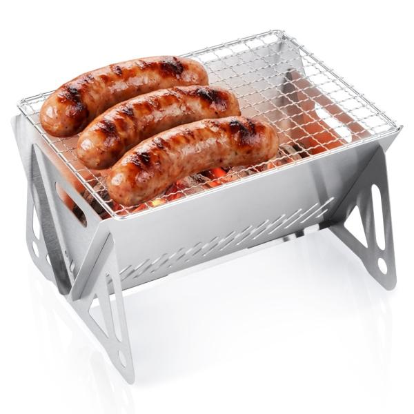 Edelstahl Holzkohlegrill Camping Klappgrill Faltgrill Mini Grill 21x16,5x12,5cm
