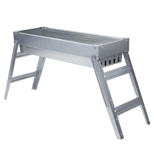 Edelstahl Grill Holzkohle Klappgrill Campinggrill Schaschlik Handschuhe 54x20cm