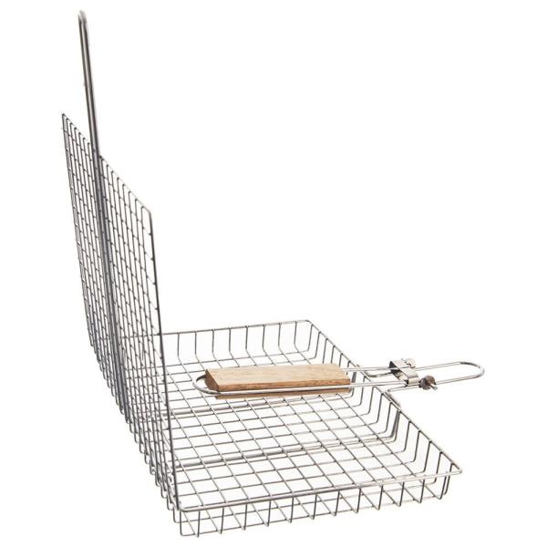 Grillkorb verchromt Grillrost Gemüsekorb Fisch Fleisch Grillzubehör 32x22,5cm