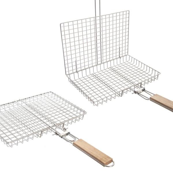 Grillkorb verchromt Grillrost Gemüsekorb Fisch Fleisch Grillzubehör 32x22,5cm