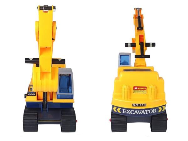 Lean Aufsitzbagger Rutschauto mit Helm Gelb Rutscher für Kinder