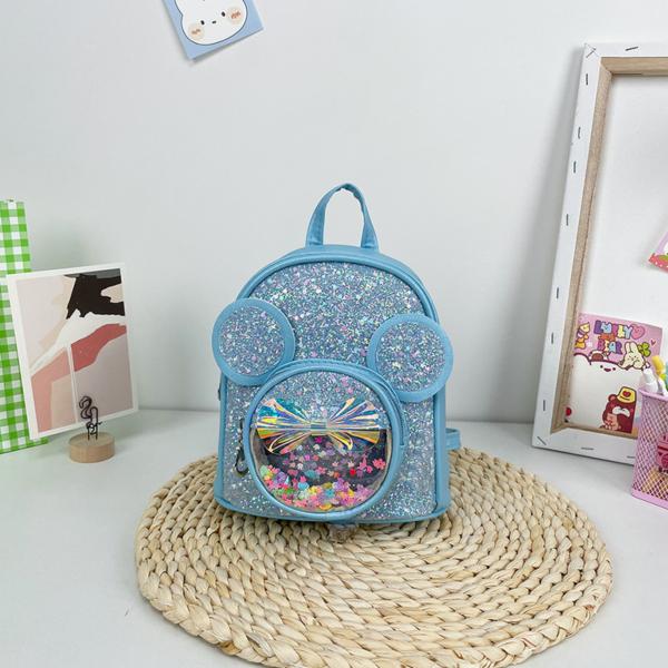 Lean Kinderrucksack mit Pailletten Mausohren Blau 22cm 3L Rucksack