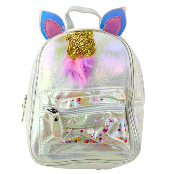 Lean Kinderrucksack mit Einhornhorn, bewegliche Konfetti-Perle, 25 cm, 4,5 l Rucksack