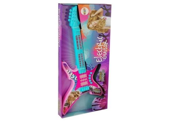 Lean E-Gitarre mit Lichtern und Sounds Pink 62cm für Kinder Instrument