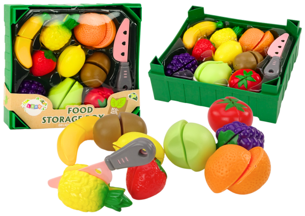 Lean Obstschneideset in einer Box, 9-teilig, grünes Messer  Spielset Küche