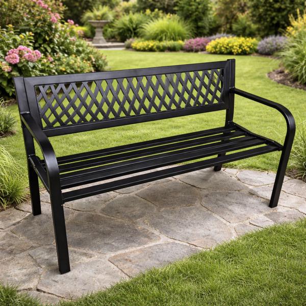 Gartenbank Sitzbank Terrasse Garten Metall 2.5-Sitzer Schwarz 120 cm Gartenmöbel