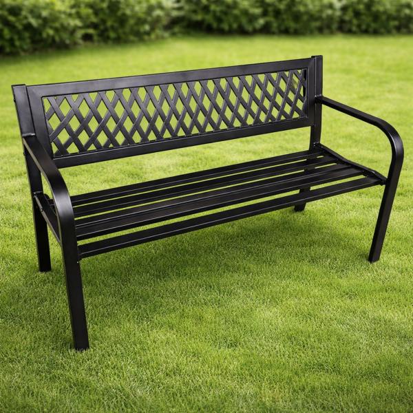 Gartenbank Sitzbank Terrasse Garten Metall 2.5-Sitzer Schwarz 120 cm Gartenmöbel
