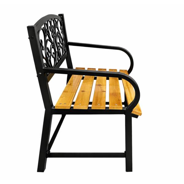 Gartenbank Parkbank für Terrasse Garten Metall Holz 2.5-Sitzer 118 cm Sitzbank