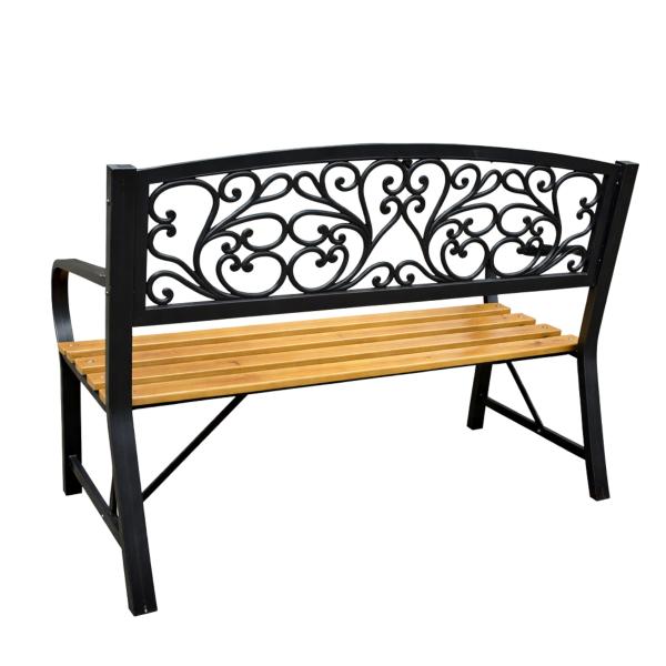 Gartenbank Parkbank für Terrasse Garten Metall Holz 2.5-Sitzer 118 cm Sitzbank
