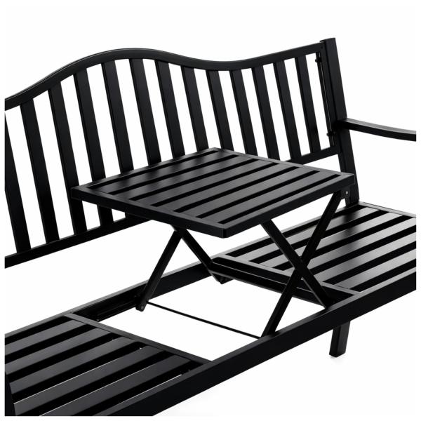 Gartenbank Terrasse Garten Metall 3 Sitzplätze Schwarz 150 cm mit Tisch Parkbank