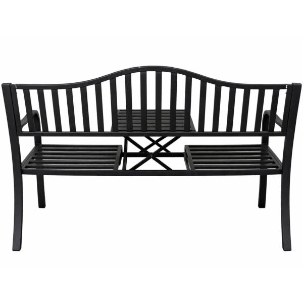 Gartenbank Terrasse Garten Metall 3 Sitzplätze Schwarz 150 cm mit Tisch Parkbank