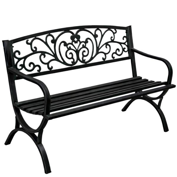 Gartenbank Sitzbank Terrasse Metall 2.5-Sitzer Gartenmöbel schwarz 127 cm schick