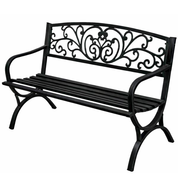 Gartenbank Sitzbank Terrasse Metall 2.5-Sitzer Gartenmöbel schwarz 127 cm schick