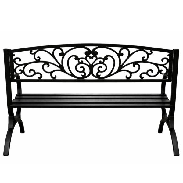Gartenbank Sitzbank Terrasse Metall 2.5-Sitzer Gartenmöbel schwarz 127 cm schick