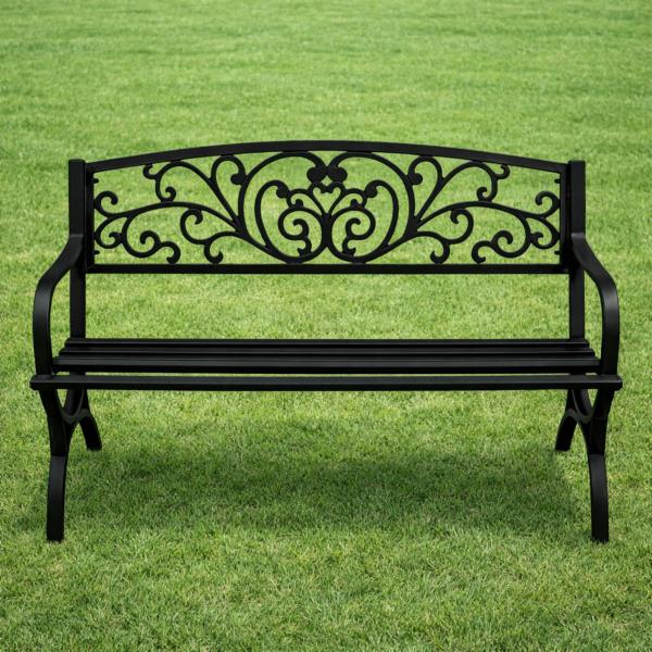 Gartenbank Sitzbank Terrasse Metall 2.5-Sitzer Gartenmöbel schwarz 127 cm schick