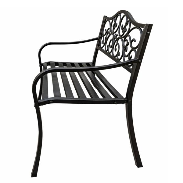 Gartenbank Terrasse Metall 3-Sitzer Parkbank robust schwarz 127 x 60 x 89 cm