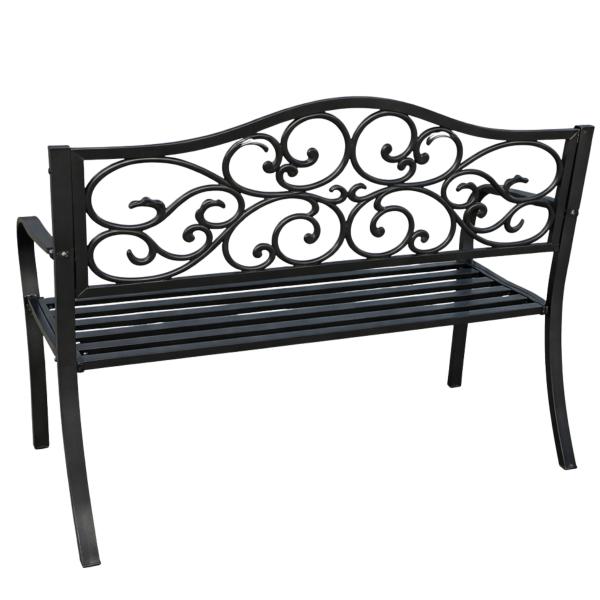 Gartenbank Terrasse Metall 3-Sitzer Parkbank robust schwarz 127 x 60 x 89 cm
