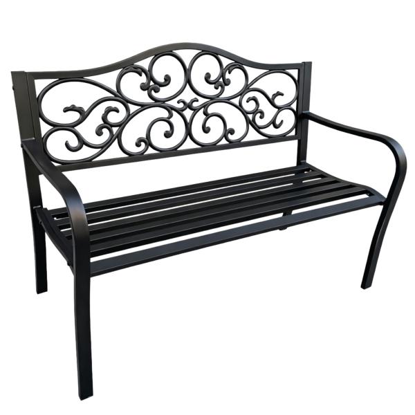 Gartenbank Terrasse Metall 3-Sitzer Parkbank robust schwarz 127 x 60 x 89 cm