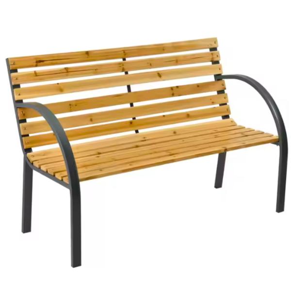 Gartenbank Holz Metall Sitzbank wetterfest 2 Sitzer Outdoor für Terasse Balkon