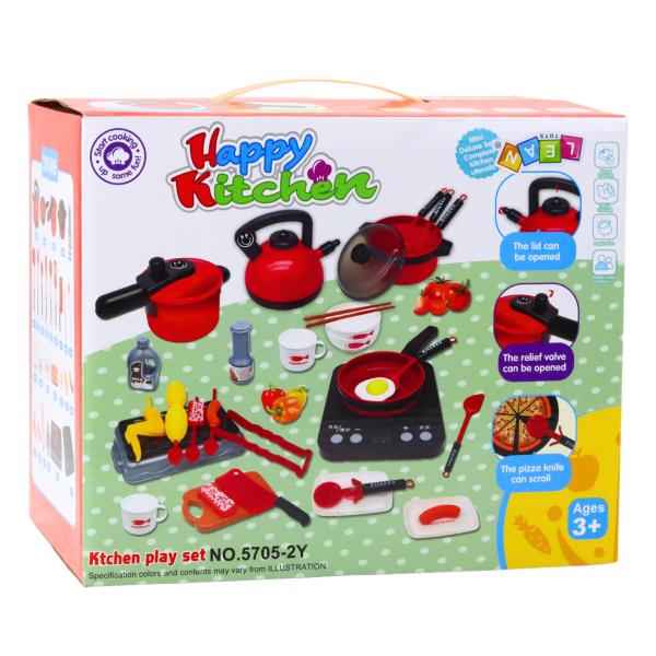 Lean Küchenset Töpfe Lebensmittel Herdzubehör 36-tlg  Spielset Küche