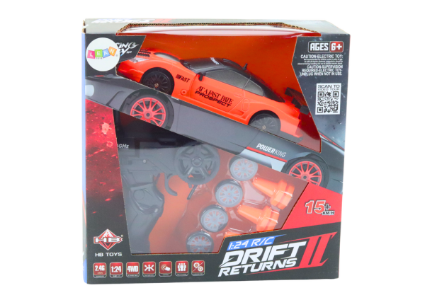Lean Ferngesteuerter Sportwagen R/C 1:24 Orange mit austauschbaren Rädern RC-Fahrzeug