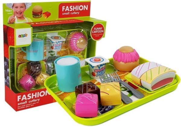 Lean Set Essen Dessert Kuchen mit Tablett Spielset Küche