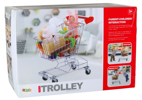 Lean Einkaufswagen, Metallkorb für Kinder, Silber, groß  Spielset Küche
