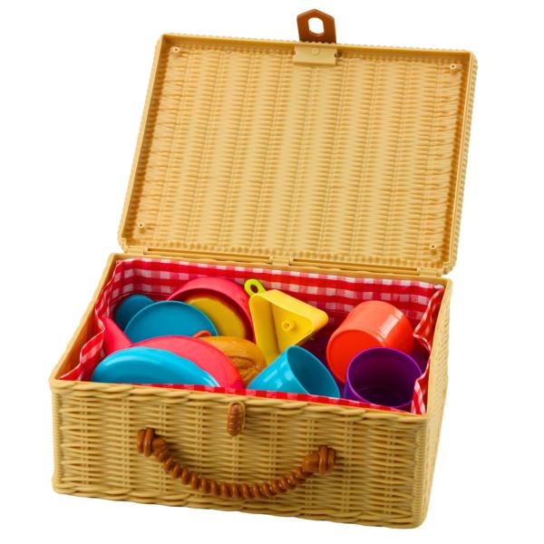 Lean Teeservice im Korb, Tassen, Teller, Süßigkeiten, 23-teilig.  Spielset Küche