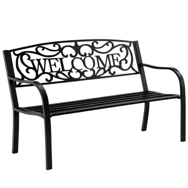 Gartenbank Sitzbank Terrasse Welcome Metall 3-Sitzer Schwarz 127 cm robust 
