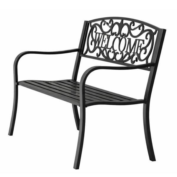 Gartenbank Sitzbank Terrasse Welcome Metall 3-Sitzer Schwarz 127 cm robust 