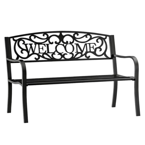 Gartenbank Sitzbank Terrasse Welcome Metall 3-Sitzer Schwarz 127 cm robust 