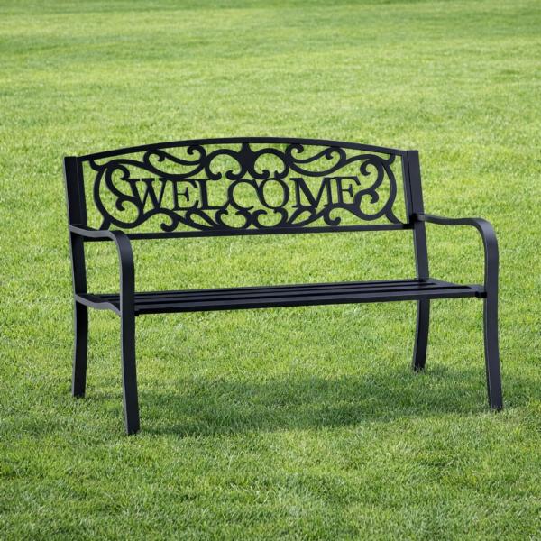 Gartenbank Sitzbank Terrasse Welcome Metall 3-Sitzer Schwarz 127 cm robust 