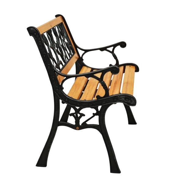Gartenbank aus Holz Metall Parkbank Rosenmotiv Sitzbank Gartenmöbel 2.5 Sitzer