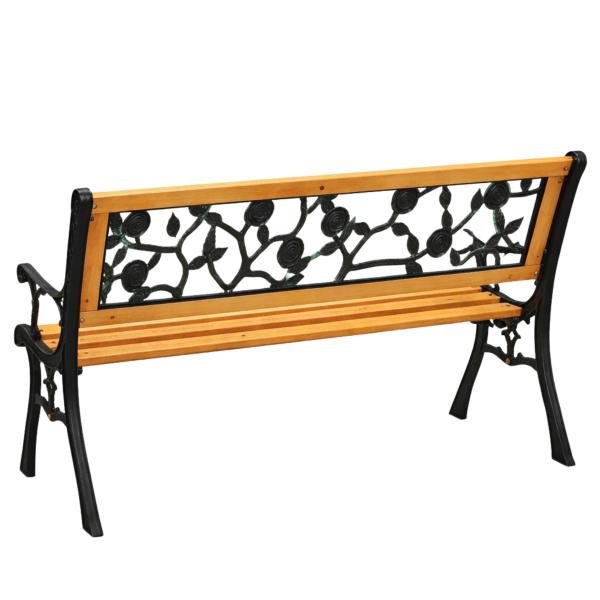 Gartenbank aus Holz Metall Parkbank Rosenmotiv Sitzbank Gartenmöbel 2.5 Sitzer