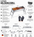 Edelstahl Grill Holzkohle Klappgrill Campinggrill Schaschlik Handschuhe 54x20cm