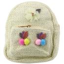 Lean Kinderrucksack Bestickte Pompons Bunt Creme 20cm 2,5L Rucksack