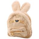 Lean Kinderrucksack aus pelzigem Plüsch mit Hasenohren, Nase und Schnurrhaaren, Beige, 3 l, 22 cm Rucksack