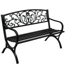 Gartenbank Sitzbank Terrasse Metall 2.5-Sitzer Gartenmöbel schwarz 127 cm schick