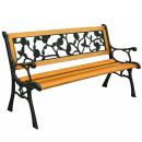 Gartenbank aus Holz Metall Parkbank Rosenmotiv Sitzbank Gartenmöbel 2.5 Sitzer